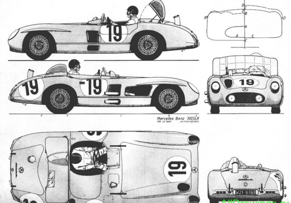 Mercedes 300 SLR (Mercedes 300 CPR) - drawings (figures) of the car